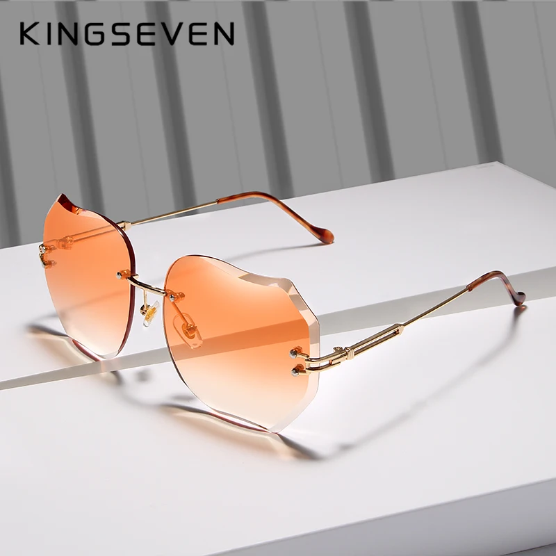 Женские солнцезащитные очки KINGSEVEN брендовые дизайнерские без оправы с УФ защитой