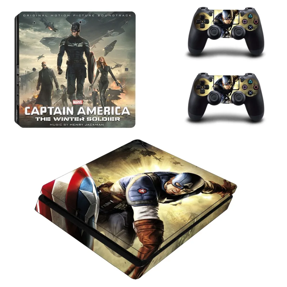 Наклейка Marvel Captain America PS4 Slim Skin Виниловая наклейка для консоли Playstation 4 и 2