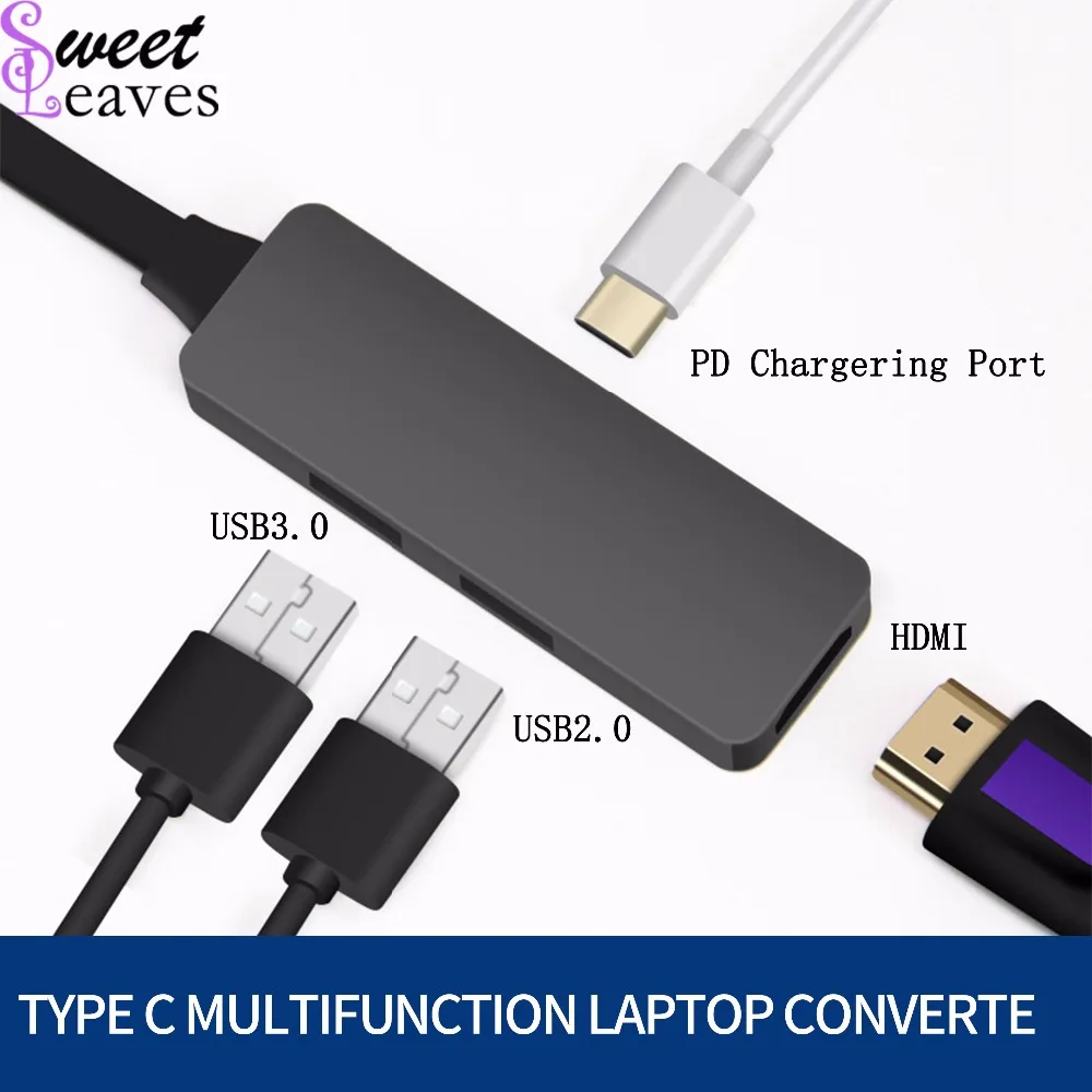 

USB 3.1 Type C to HDMI USB 3.0 Adapter Type-C USB HUB Extender HD 4K for Macbook Air Converter