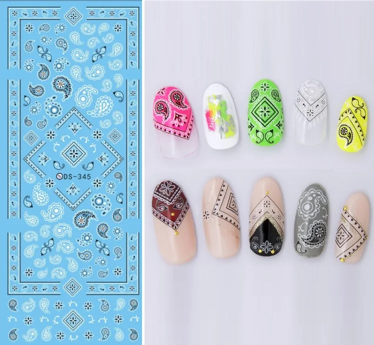 Дизайн Rocooart DS306 переводные наклейки для ногтей с водой Harajuku Element Line Figures Nail Wrap sticker Tips Manicura nail Decal - Цвет: DS345