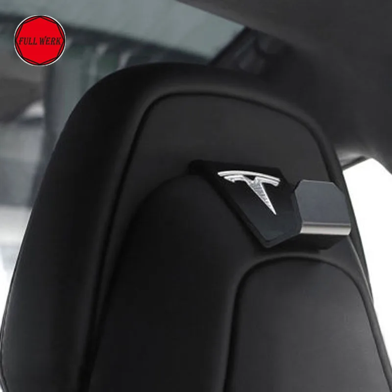 Car Seat Back Headrest Mount Hanger Holder Storage Hook Clip With Tesla Logo For Tesla Model S Model X Interior Accessories Cool Car Accessories