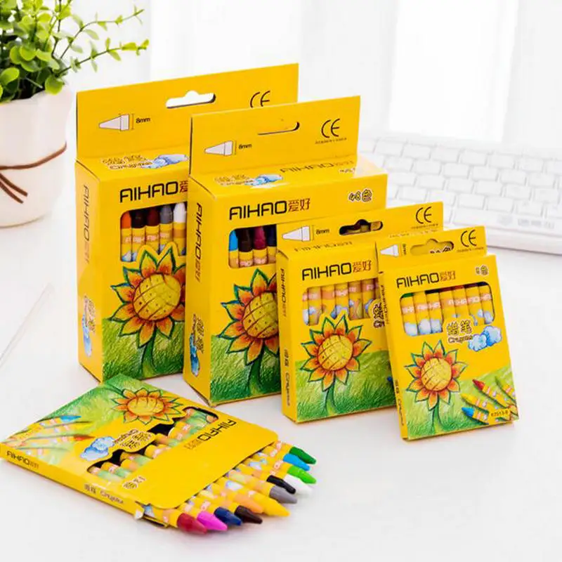 Colored Crayons Drawing Wax Pencil 12 colors/set Students Children's School Stationery