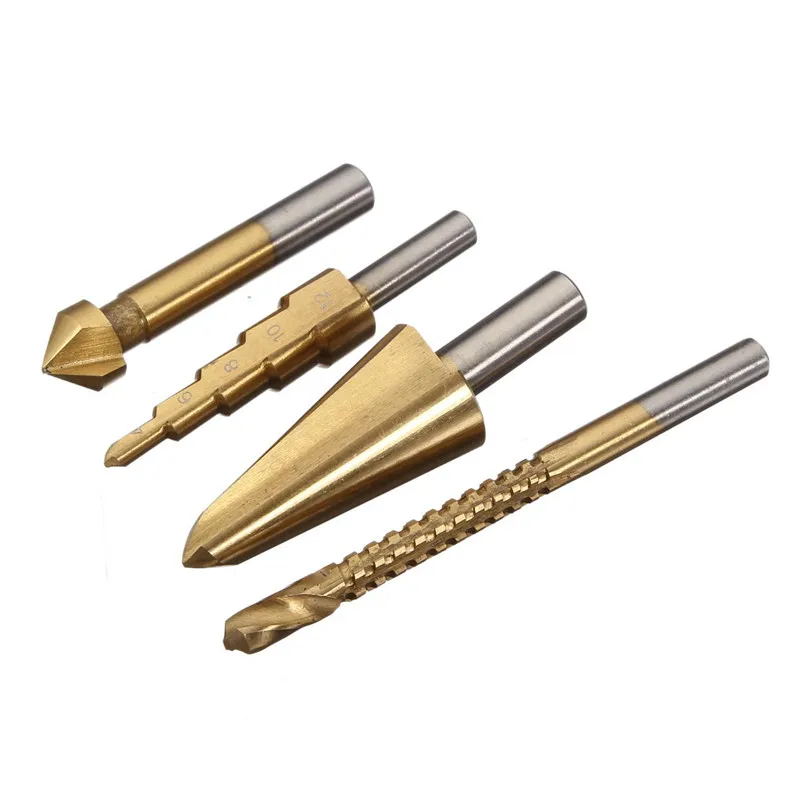 DANIU 4pcs HSS Contersink Drill/Step Drill/Tapered Cone Drill/Saw Dill