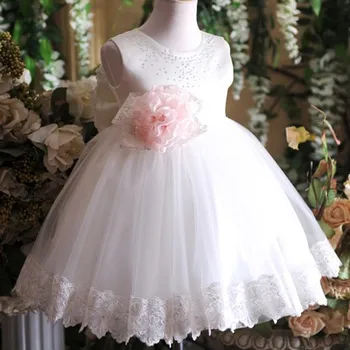 

childrens girl rhinestone crystal lace embroidery ruffled bow waist flower dance stage performance dress/party/event dress