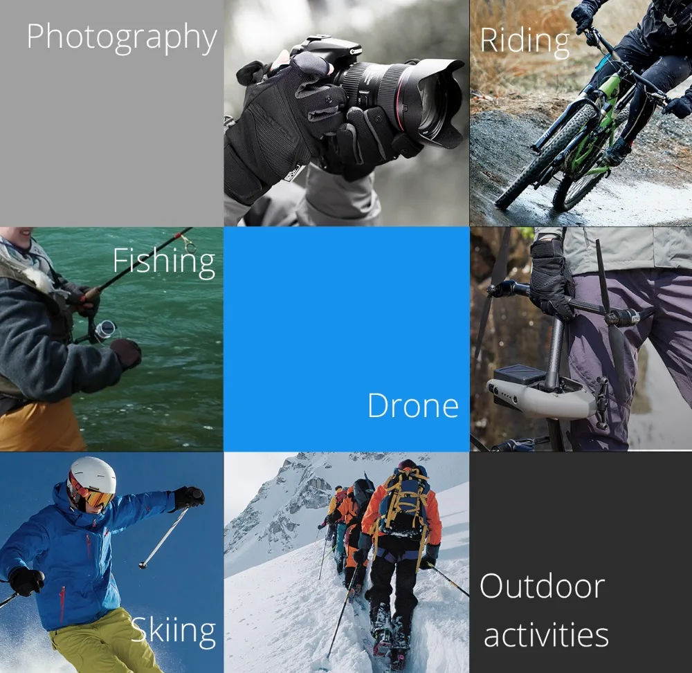 PGYTECH перчатки для фотосъемки на открытом воздухе для альпинизма, катания на лыжах, ветрозащитные водонепроницаемые перчатки с сенсорным экраном, многофункциональные летающие перчатки