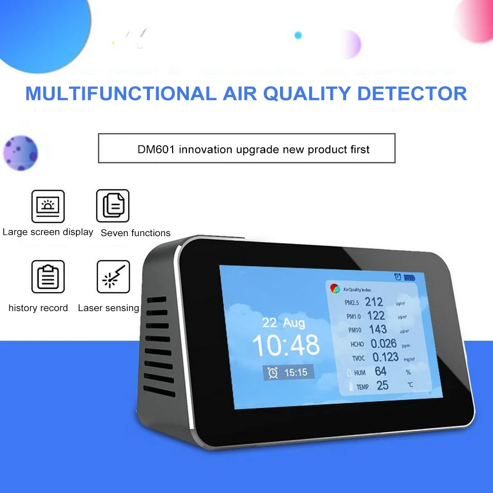 

Digital Air Quality Monitor for Homes CO2 Meter Monitor PM10 PM1.0 PM2.5 Detector HCHO TVOC Indoor Outdoor Gas Analyzers