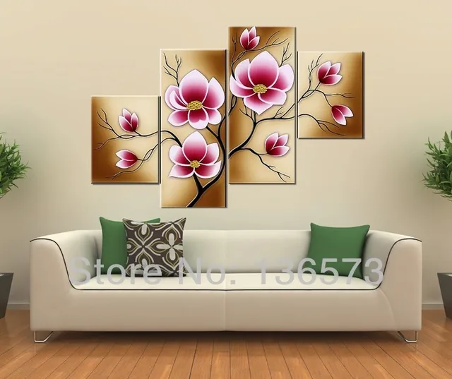 Handmade Bright Pink Flower Oil Painting Large Canvas Art Cheap Modern