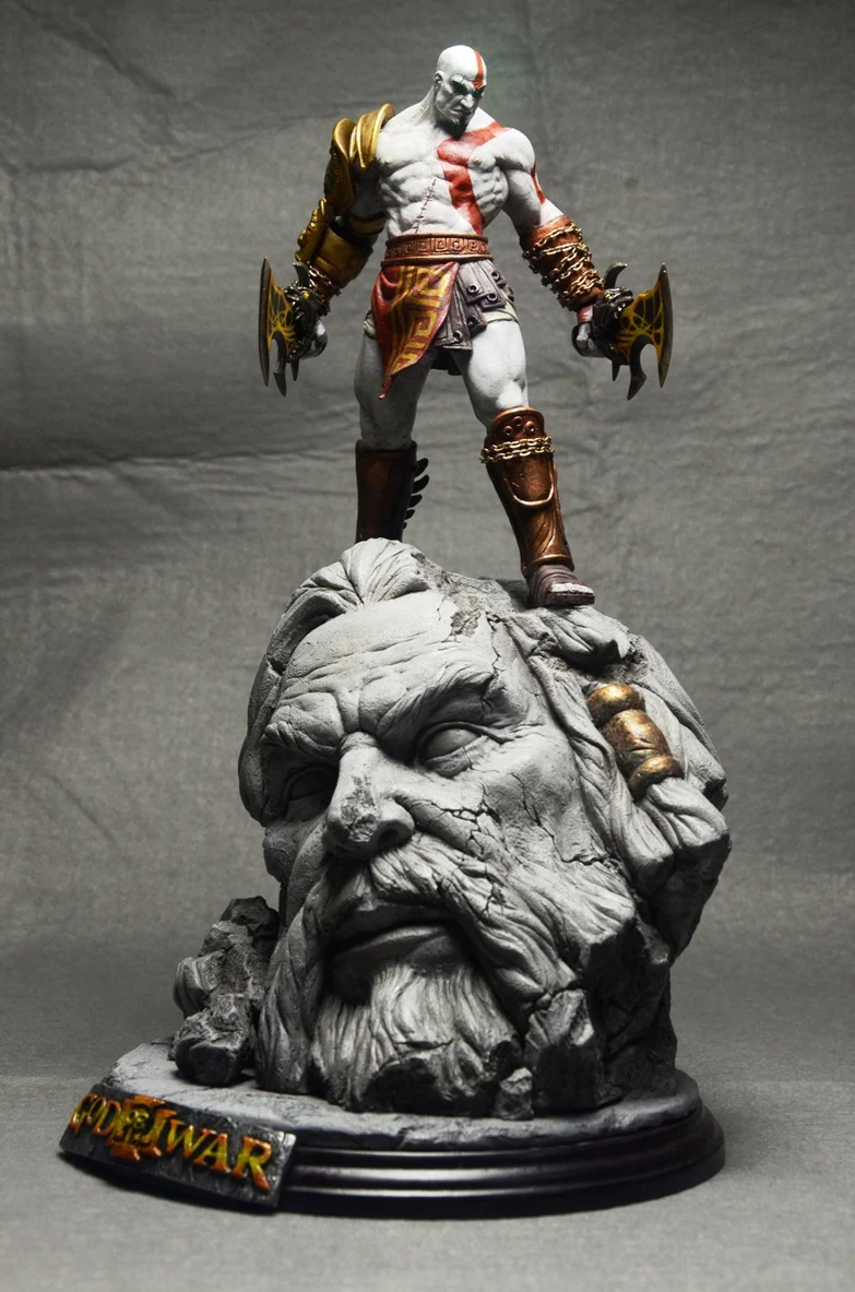 

26CM Estartek PU Resin Kratos Scene GK Garage Kit Statue for Fans Collection and Holiday Gift