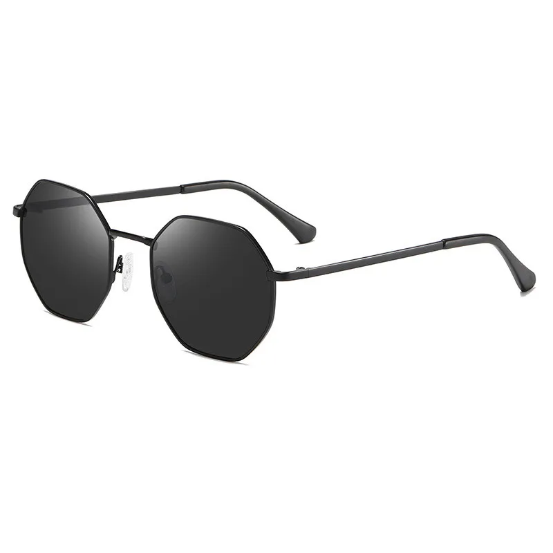 NYWOOH поляризационные полигональные солнцезащитные очки для женщин и мужчин, женские роскошные Ретро Металлические солнцезащитные очки, винтажные очки UV400 - Цвет линз: BLACK