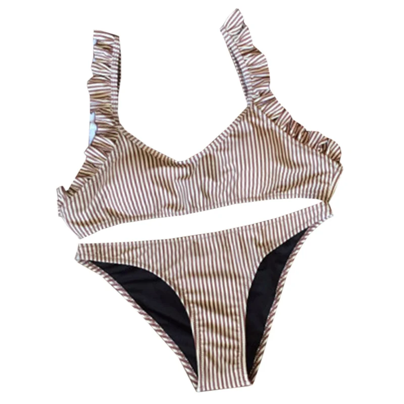 Striped Bikinis Set 2018 New Lace Straps Swimsuit Women Sexy Push Up