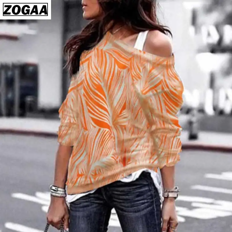ZOGAA Autumn Winter Strapless Colorful Stripe Tops In Europe and America Long Sleeves Geometry Printing Shirt Women Coats A13 ZOGAA Autumn Winter Strapless Colorful Stripe Tops In Europe and America Long Sleeves Geometry Printing Shirt Women Coats A13
