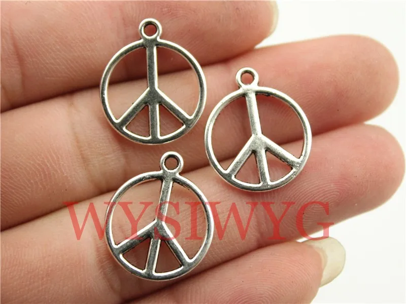 

WYSIWYG 10pcs 21x17mm Peace Charm Pendants For Jewelry Making Antique Silver Peace Symbol Pendants Charm Small Peace Sign