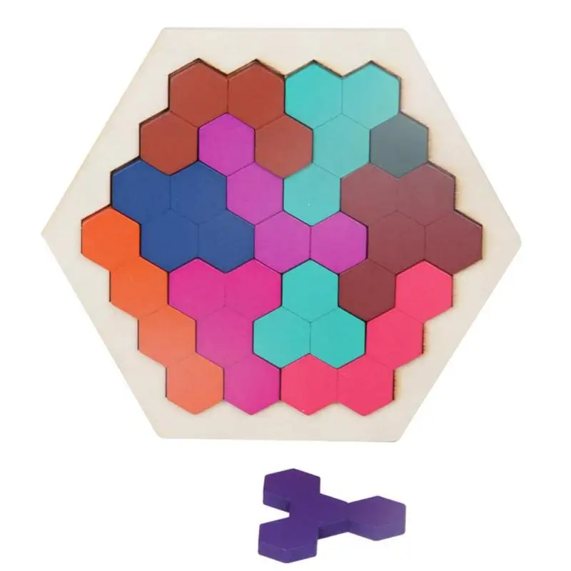 Веселые геометрические танграммы сотовые Логические Пазлы детские деревянные обучающие игры для мозга IQ Игрушки Детская настольная игрушка для обучения подарки - Цвет: 12 Pcs