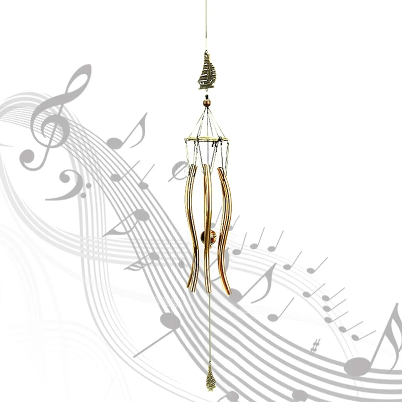 Китайский стиль орнамент с цветением Музыка Ветра винтажные медные колокольчики металлические 6 Трубок рустостойкие церковные блага колокольчики