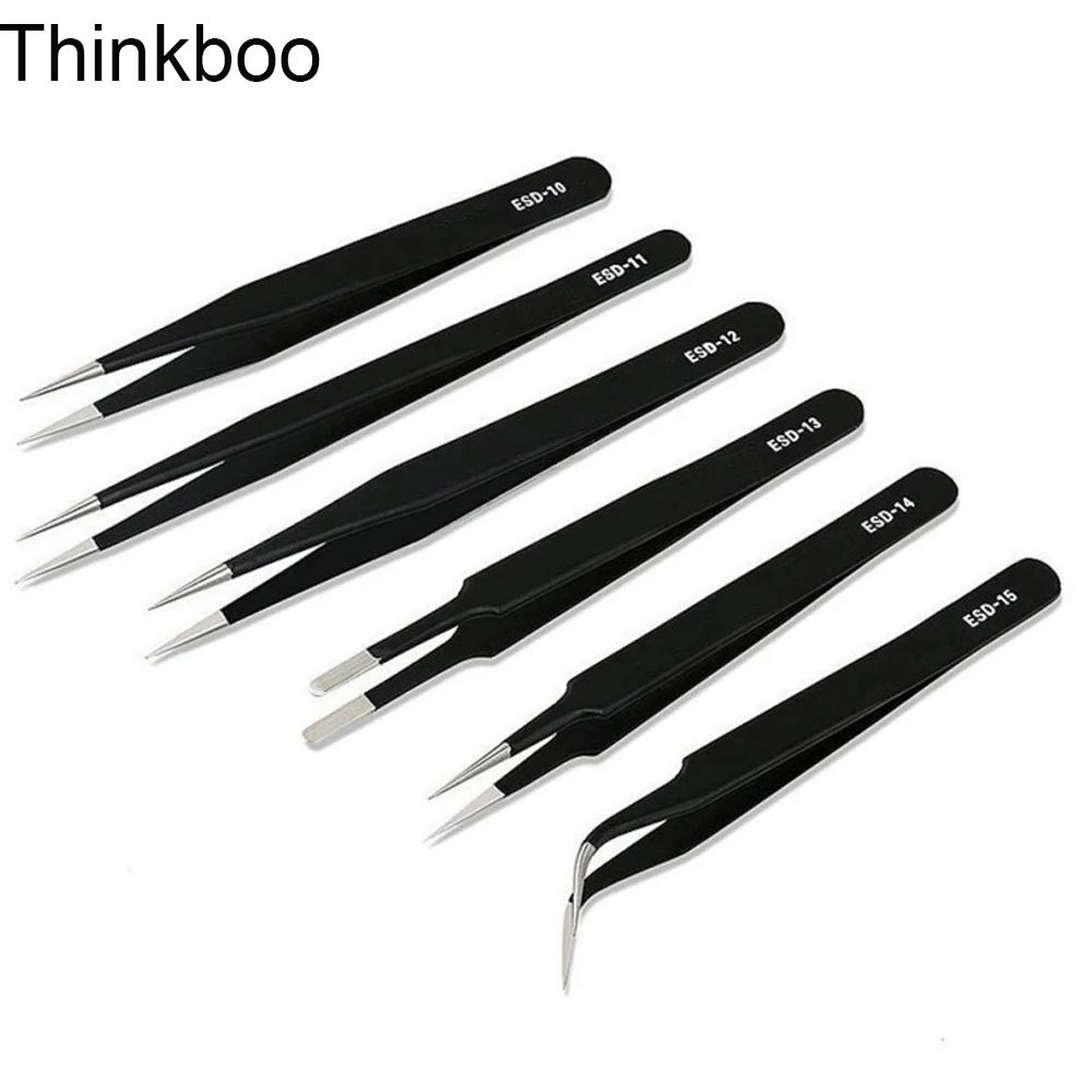 

Thinkboo Nail Art Acrylic Gel Picking Tool Rhinestones Gem Decor Black Eyelash Tweezers DIY hand clip tools