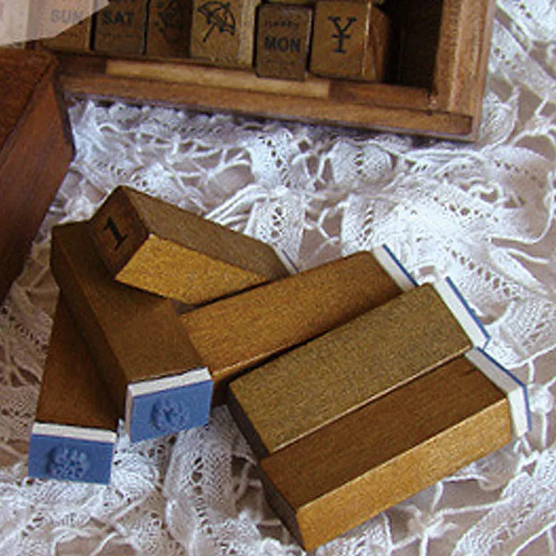 28 шт./кор. номер штамп DIY штампа в штучной упаковке ретро дневник аксессуары для