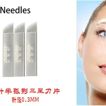 50 шт./лот руководство татуировка перо иглы 14 Вышивка Крестом Иглы для eyebrown постоянный Макияж jm611d-x80 брови Руководство татуировки лезвия татуировки