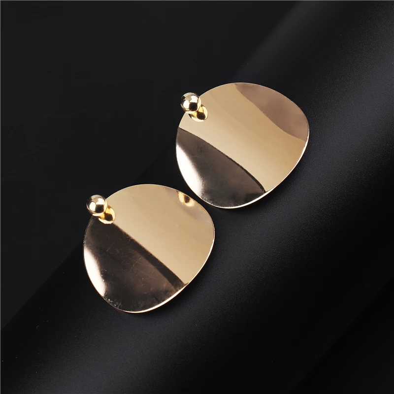 Trendy Large Round Drop Earring for Women Gold Silver Color Metal Circle Earrings Statement Jewelry 1946
