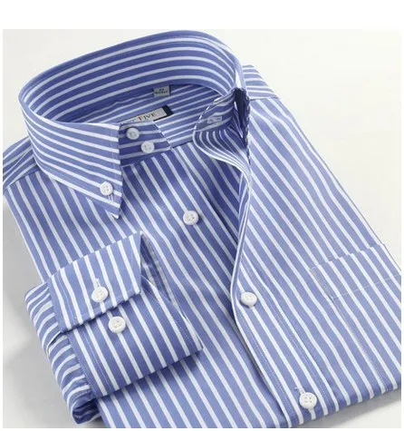 

100% Cotton Big size M-3XL 4XL 5XL Autu-Summer Men Long Sleeve Casual DressBusinesss Strip Shirts Red Blue