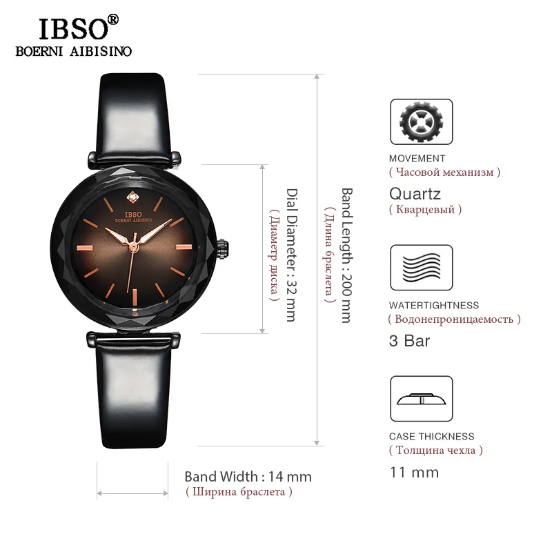 IBSO Роскошные Кварцевые часы для женщин модные кожаные часы Reloj Mujer Лидирующий бренд женские наручные часы Montre Femme#8699