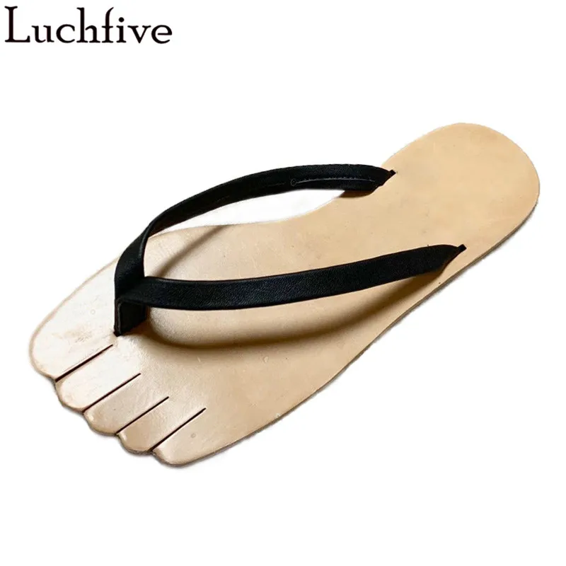

New Split Toe Five Finger Slippers Women Flip Flops Wood Lazy Beach Slides Black Purple Summer Flats Shoes Women
