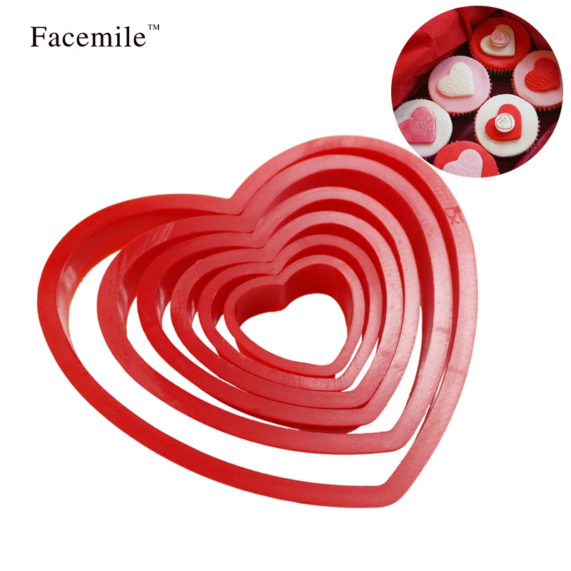 Facemile 6 шт./компл. любовь Пластик сердце Пресс Cookie набор форм для печенья Фондант Sugarcraft подарок на день Святого Валентина выпечки инструмент 02032 - изображение
