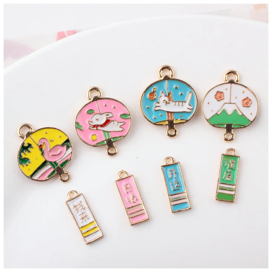 

Japanese Plant Cat Wind Chimes Blessing Dangle Charms Alloy Dripping oil Trendy DIY Lucky Pendant for Earrings Jewelry