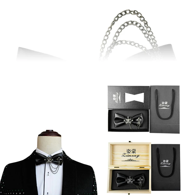 Модный свадебный классический черный галстук-бабочка креативный металлический декор в виде короны мужской галстук-бабочка костюм галстук-бабочка мужские костюмы Аксессуары
