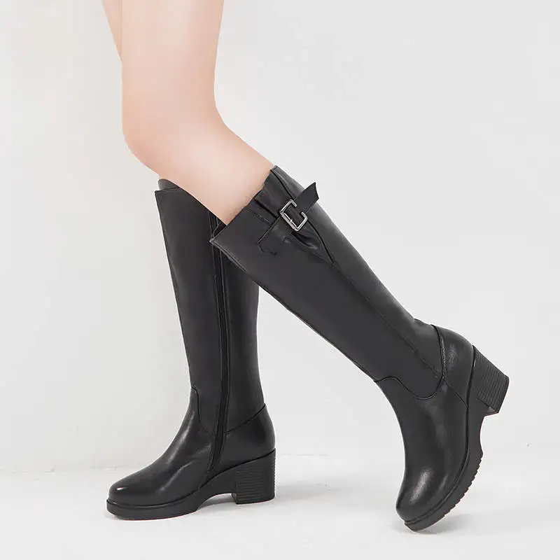 MORAZORA/Размеры 35-43, г. Новые ботинки из натуральной кожи женские зимние ботинки на высоком каблуке Женская обувь из натуральной шерсти женские теплые зимние ботинки