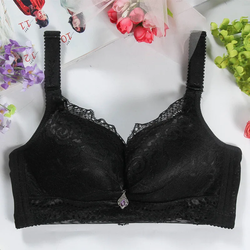 Lady Sexy Lace Bra Wire Free Back Closure Underwear Seamless Push Up Bralette (4)