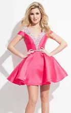 2016 neue Ankunfts-reizvolle Über Knie V-ausschnitt Flügelärmeln cocktailkleid abendkleid Heiße Verkäufe vestidos de fiesta
