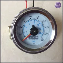 VIAIR Duplo ponteiro medidor de ar DUPLA agulhas 0-220PSI rosto branco suspensão a ar suspensão pneumática air bag pressão barômetro