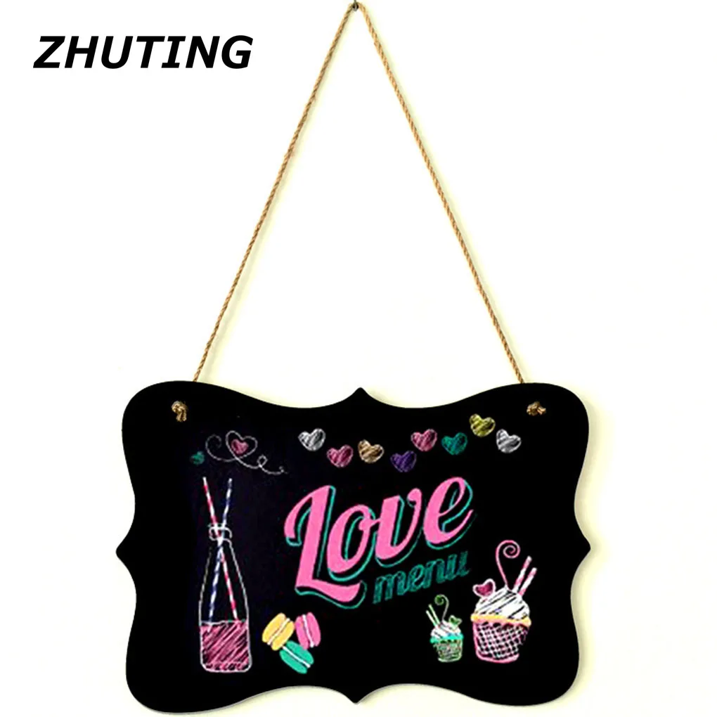 

Company decorative wood hanging board message board blackboard polygonal shape home decoration bulletin board