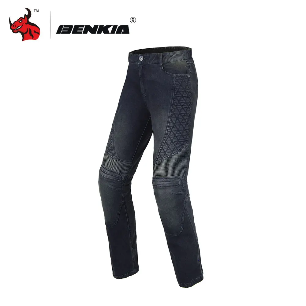 BENKIA Unisex Motorcycle Racing Jeans Black And Blue Motorcycle Racing Denim Jeans Motocross Off-Road Knee Protective Moto Jeans