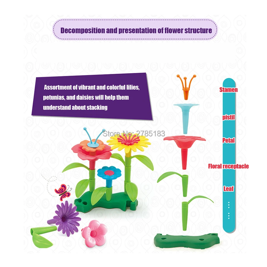 DIY цветок построить букет сад мечта девушки цветок соединительные блоки игрушки развивающие творческие претендует игрушки 100 шт