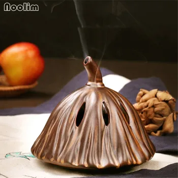 

NOOLIM Ceramic Buddha Antique Sandalwood Lotus Incense Burner Incense Coil Incense Burner Use in living Room Teahouse