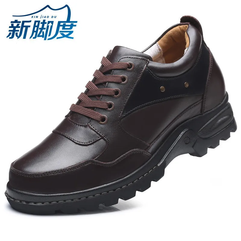 

Leather Extra Height Increasing Shoes Elevated Tall Motorcycle Boots for Fashion Adult Men,Heightening Shoes 8CM taller