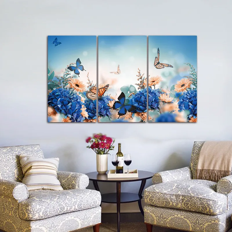 3pcs/set 5D Diamond Embroidery Butterfly flower Full square Mosaic Pasted diamond painting Cross Stitch home Decoration | Дом и сад