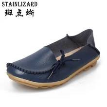 Plus size women shoes fashion soft Leather women flats slip on Autumn women shoes casual Comfort loafers Female shoes SDT179