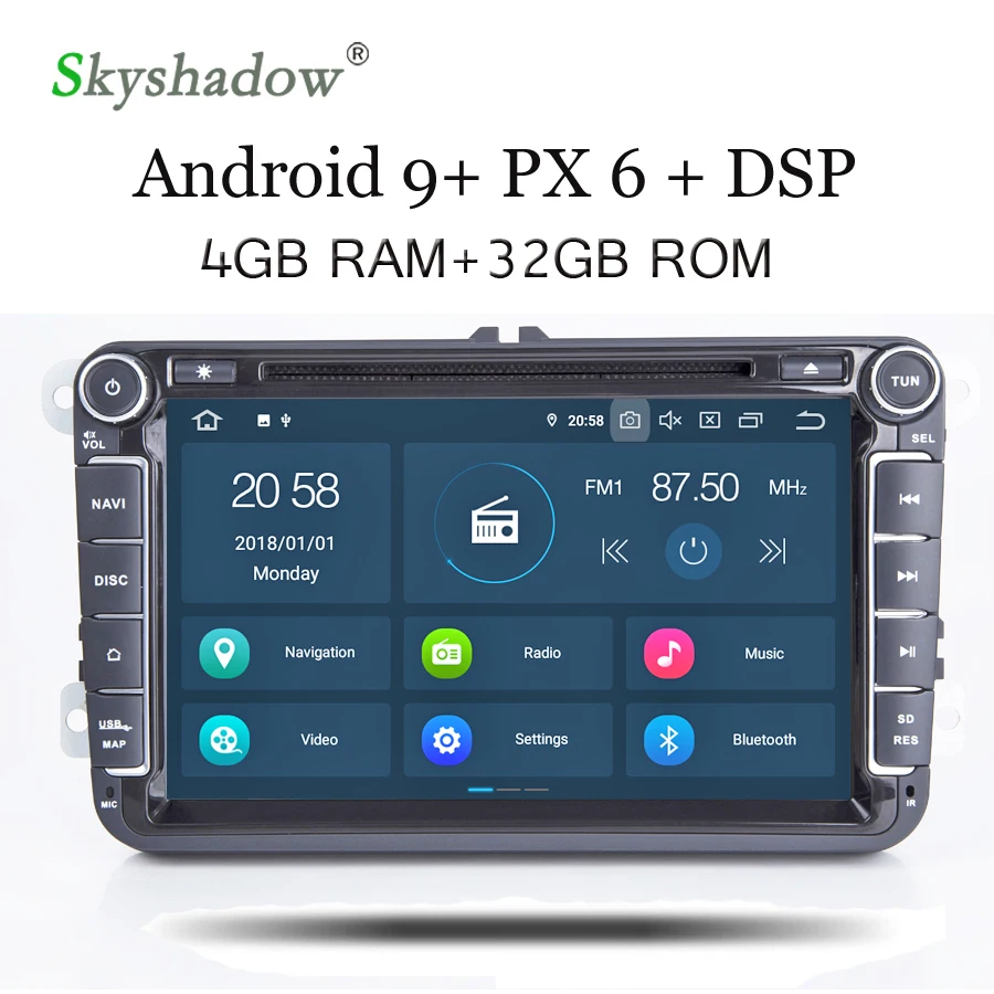 

PX6 DSP HD IPS 8'' Android 9.0 PX5 4G RAM 32G ROM Radio BT Map Wifi TPMS DAB+ Car DVD GPS Player For VW POLO GOLF PASSAT B5 B6