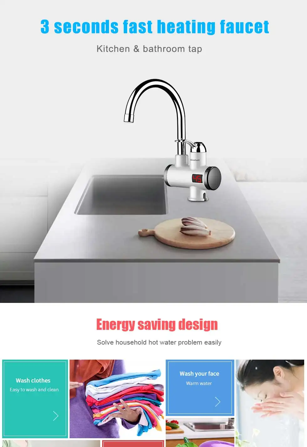 Кухня проточный водонагреватель 220 В мгновенный Электрический водонагреватель кран горячая вода быстрый нагреватель кран с температурным