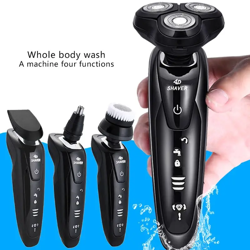 

4D Rotary Wet Dry Electric Shaver Multi-function Men USB Car Charging Body Wash Razor Nose Hair trimming Beard knife home travel