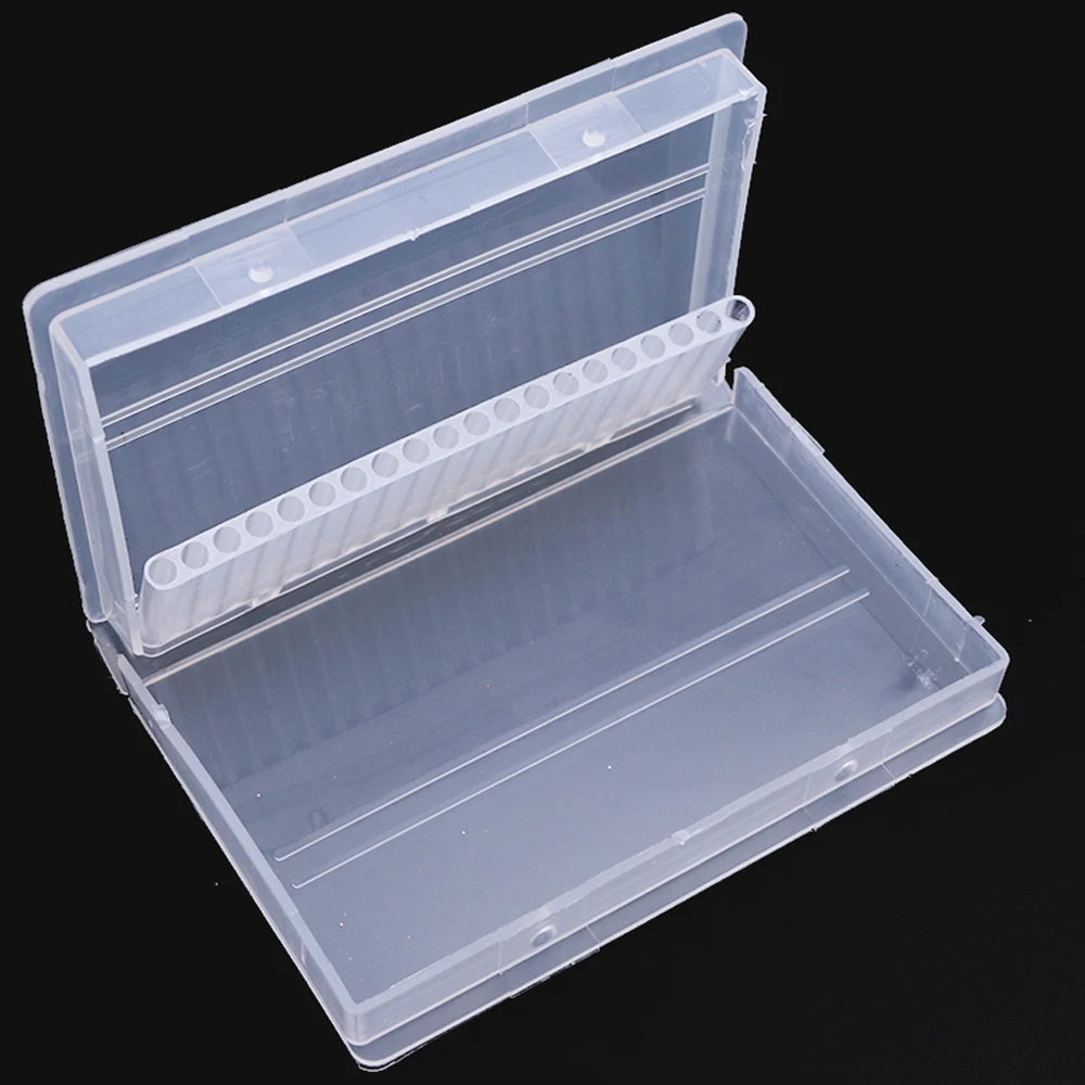 

1pc 20 Holes Nail Grinding Empty Storage Box Nail Drill Bits Display Transparent Container Holder Organizer Manicure Tools SAA35