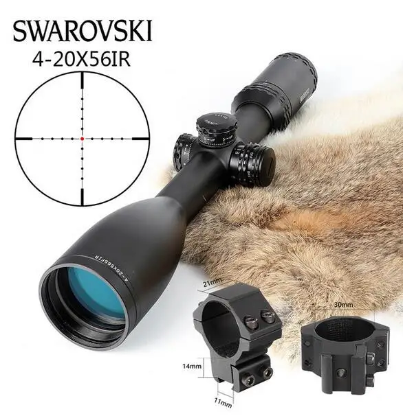 Имитация Swarovskl 4-20x56 SFIR RifleScopes Mil Dot glass F40-1 прицелы для охотничьей винтовки Сделано в Китае - Цвет: with Dovetail rings2