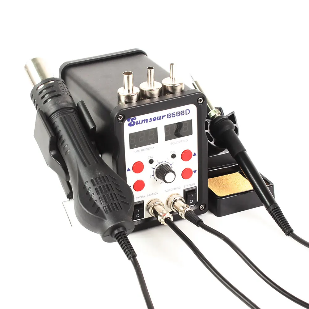 8586D 750 Вт цифровая паяльная станция 2 в 1 SMD BGA для переделки воздуходувка горячего