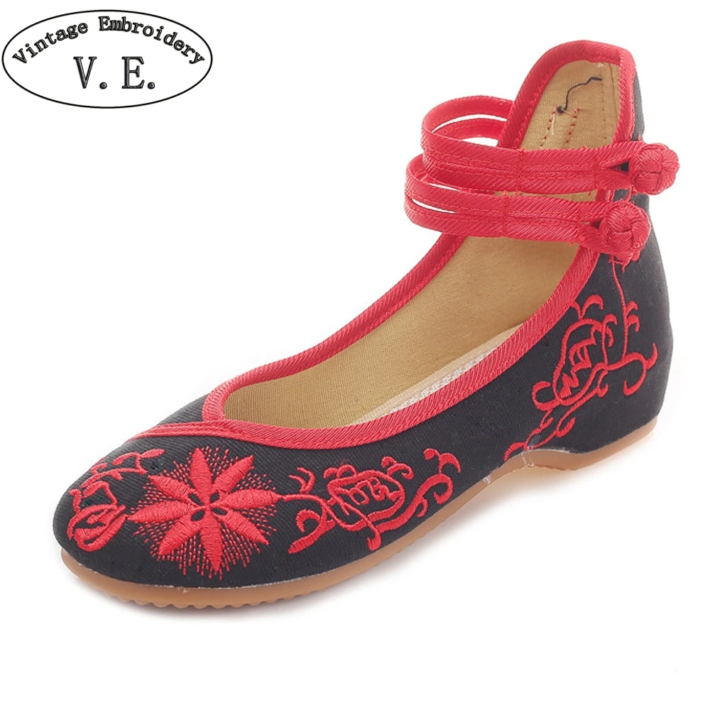Женская обувь в винтажном стиле; Туфли Mary Jane на плоской подошве; Повседневная обувь; женские балетки из ткани с вышивкой в китайском стиле; большой размер 43