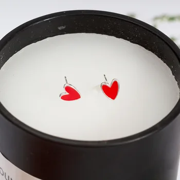 

XIYANIKE New 2017 Heart Shaped 925 sterling silver Stud Earrings Fashion For Women Charming Red Earrings Jewelry Gift VES6716