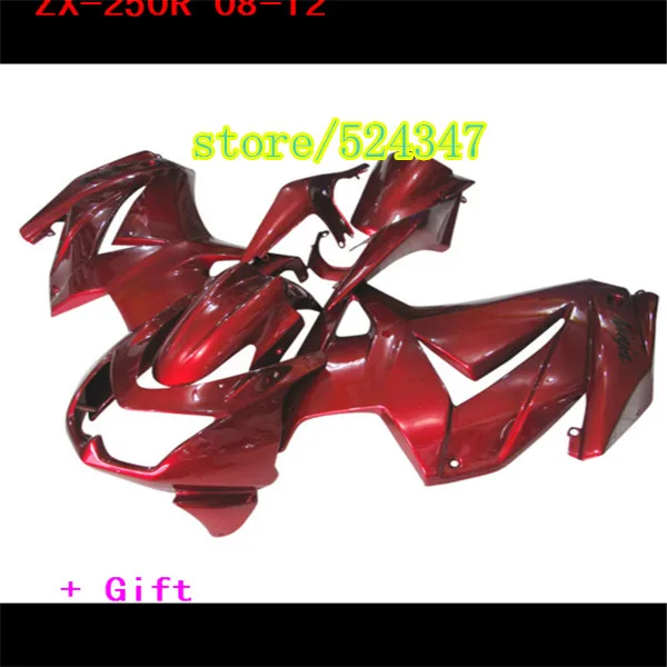 Envio libre por encargo completo de plastico para Kawasaki Ninja 250R 2008 2012 EX250 ZX 250R rojo oscuro kits del carenado de Envio libre por encargo completo de plastico para Kawasaki Ninja 250R 2008 2012 EX250 ZX 250R rojo oscuro kits del carenado de