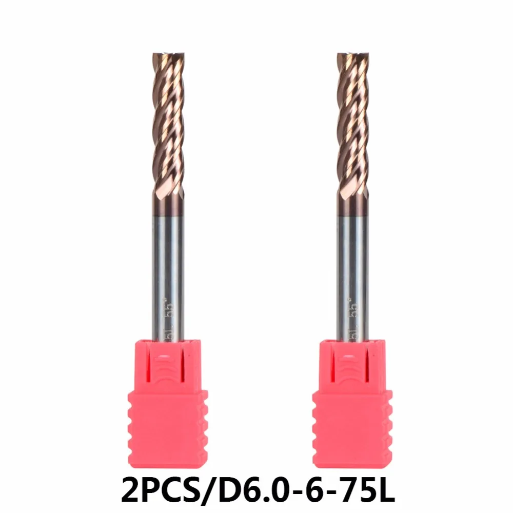 

Tungsten Steel End Mills 2pcs/lot SC/SCXD6-6-75 Carbide End mills 4 Flute Flattened Head CNC Milling Cutters HRC55 TiAIN Coated