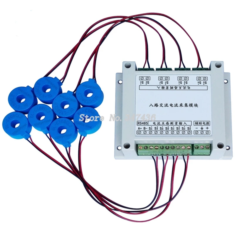 Восьмиполосный модуль сбора переменного тока, протокол MODBUS-RTU, Измерение тока RS485